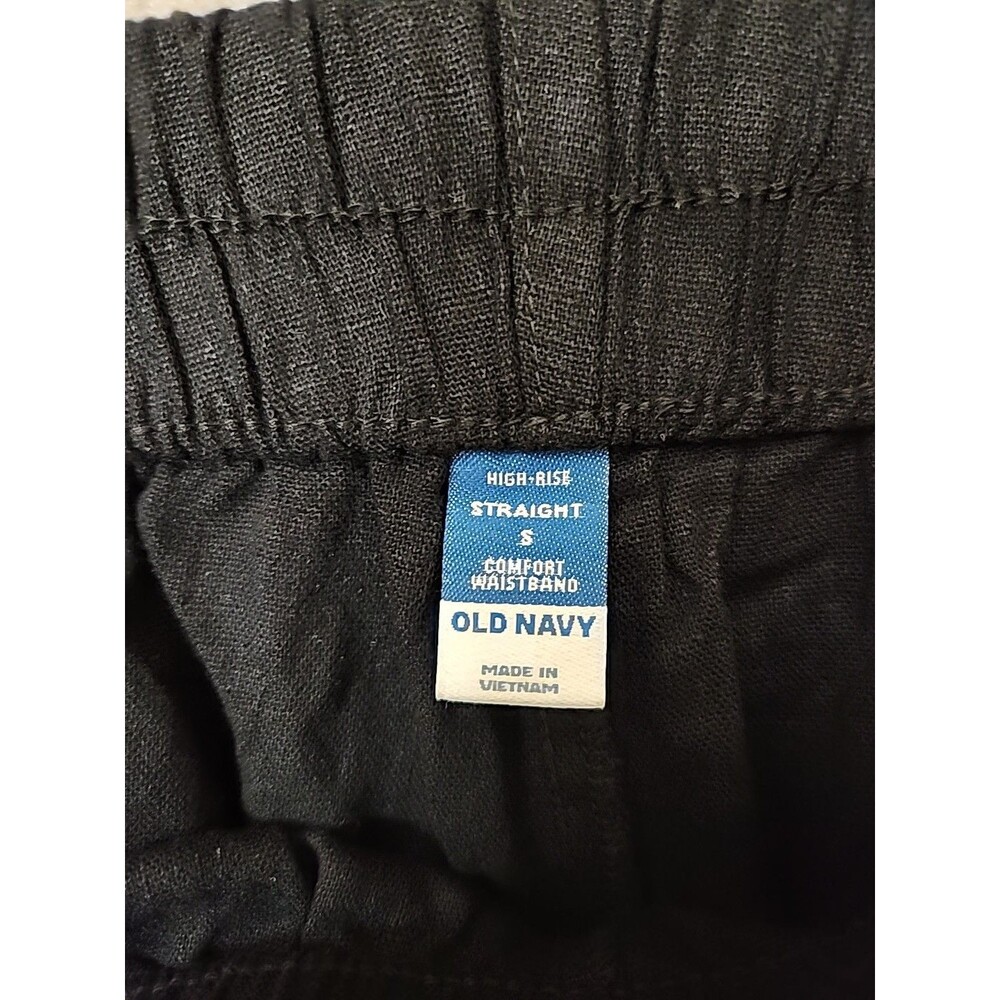 Old Navy Linen-Blend Straight Ankle Pants Womens S Black Beach Vacation NEW - Picture 9 of 11